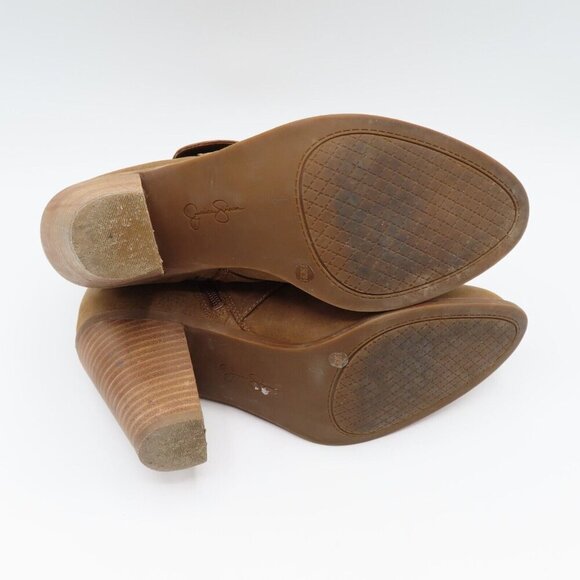 Jessica Simpson Womens 9.5 Cainn Brown Leather Double Buckle Ankle Boots Heels - Picture 10 of 12